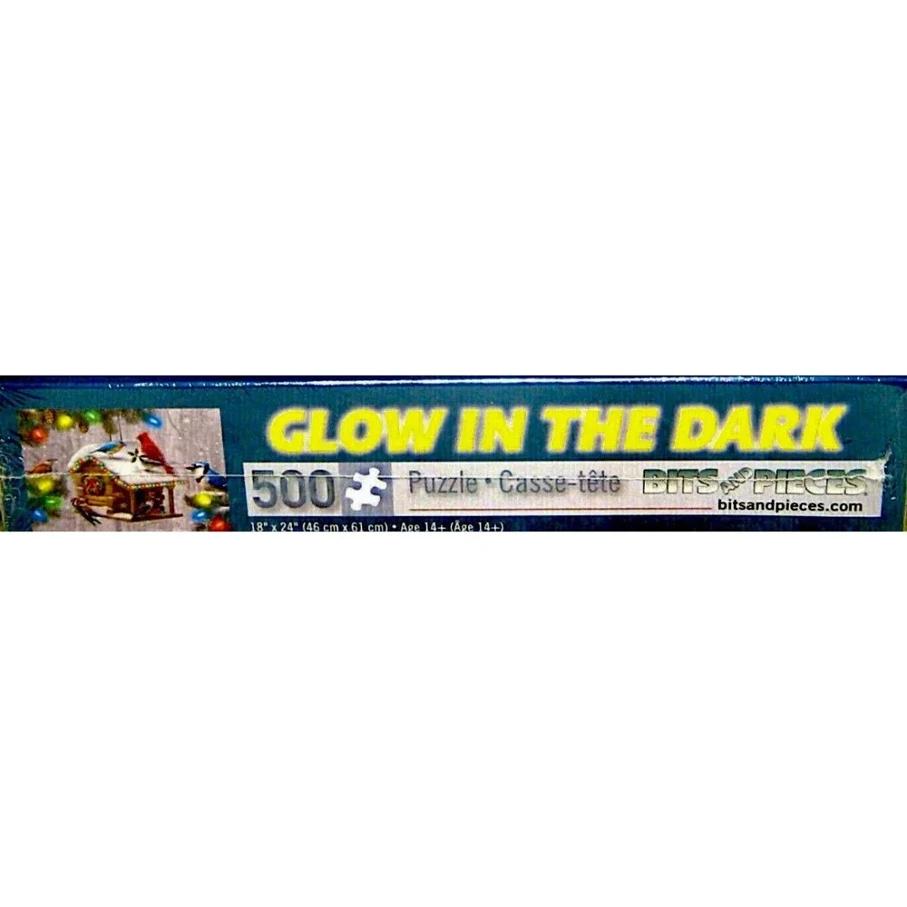 Festive Holiday Puzzle Feathered Friends 500 Pc Glow In The Dark Bits And Pieces